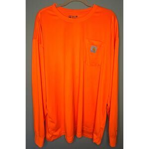 Carhartt Force Neon Brite Orange Long Sleeve Top Relaxed Fit Lot of 2 Mens 2XL